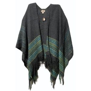 Final sale! Avenue Navy & Olive Stripe Woven Ruana